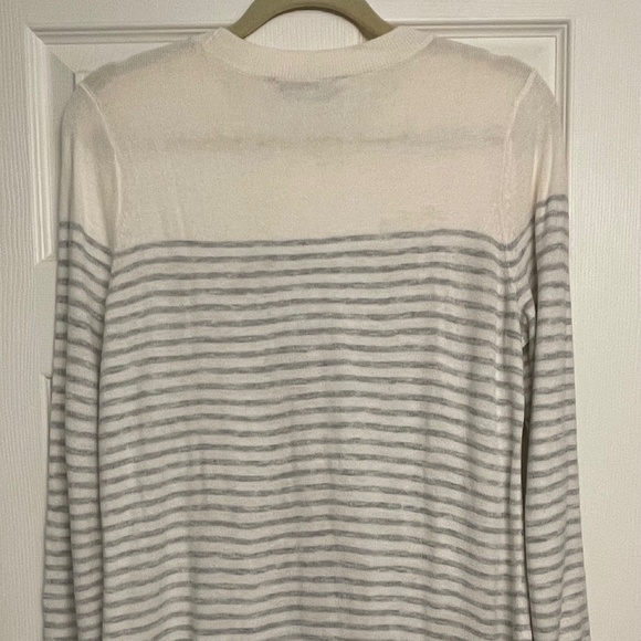 LOFT Grey and White Striped Tunic Sweater - Picture 7 of 10